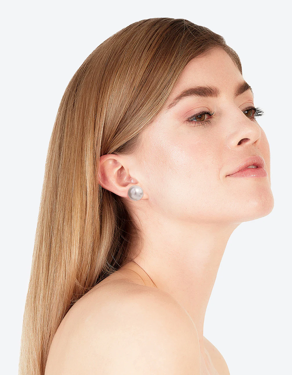 Plastic Giant Pearl Stud Earrings - Image 3
