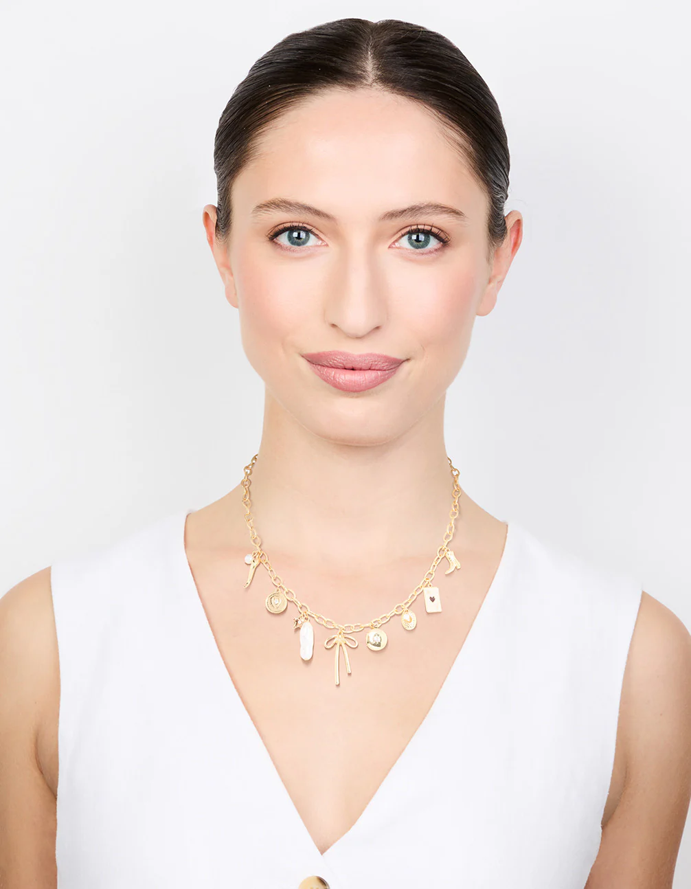 Gold Plated Bow & Star Charm Necklace - Image 6
