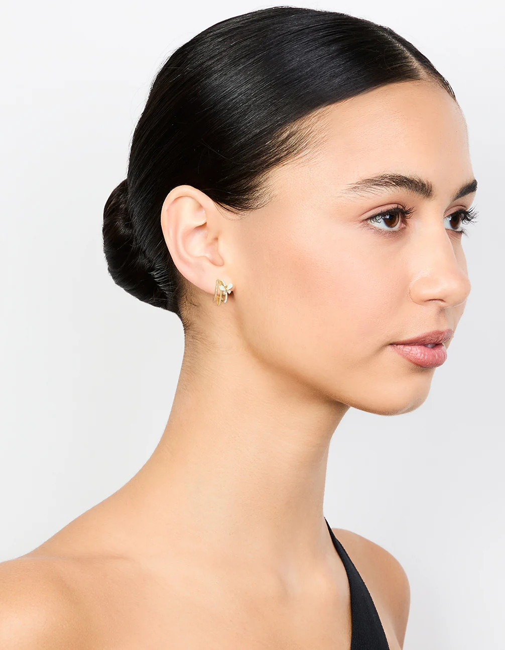 Gold Plated Pave Crystal Butterfly Jacket Earrings - Image 3