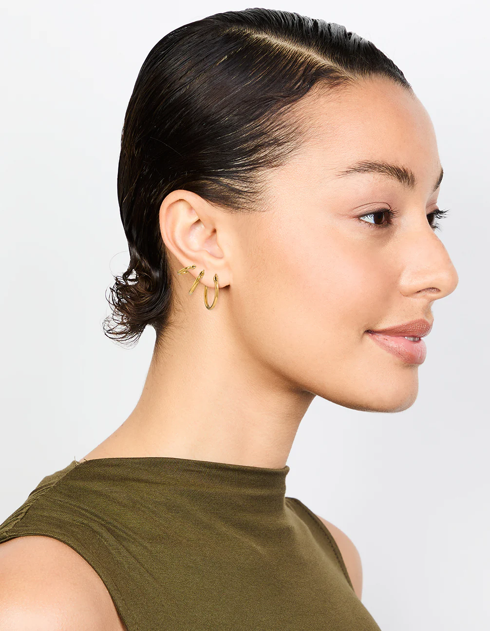 Gold Plated Surgical Steel Clasp Hoop Earrings 2-Pack - Image 3