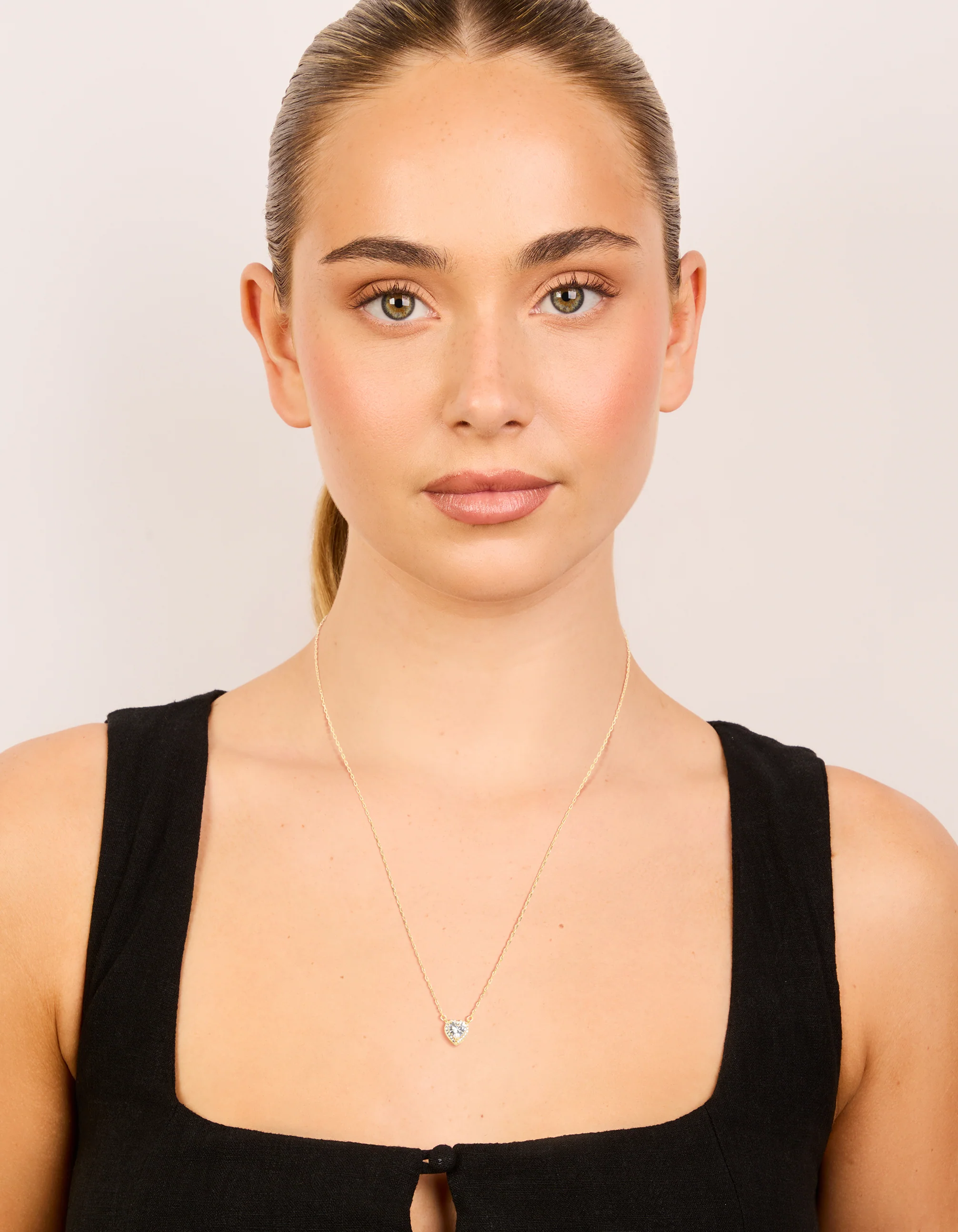 Sterling Silver Cubic Zirconia Halo Heart Necklace - Image 3