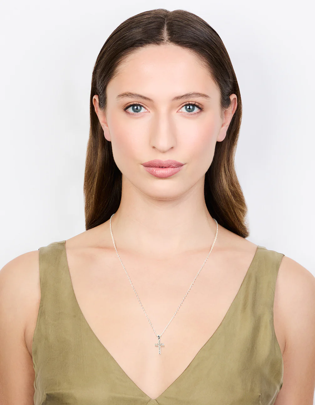 Silver Diamante Cross Necklace - Image 3